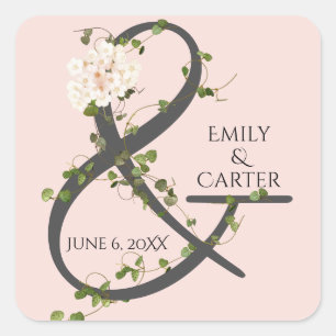 Wedding Hydrangea and Ivy Ampersand  Square Sticker