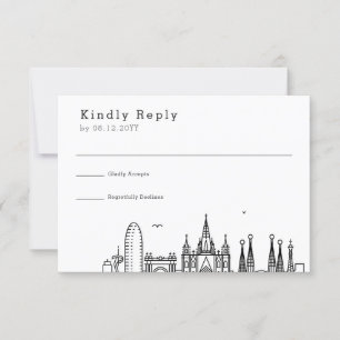 Wedding in Barcelona Stylised Skyline RSVP