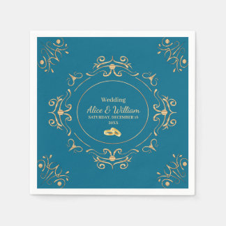 Wedding in Blue and Gold Napkin