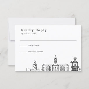 Wedding in Cape Town   Stylised Skyline RSVP Card