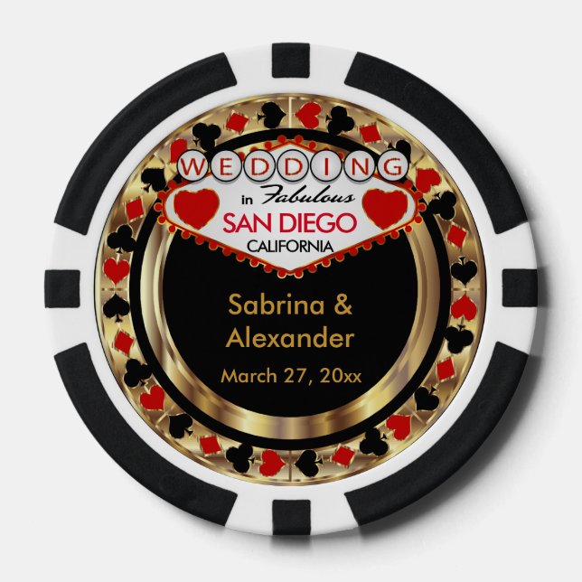 Wedding in (DIY City and State) Poker Chips (Front)