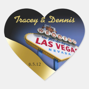 Wedding in Fabulous Las Vegas Metallic Gold Heart Heart Sticker