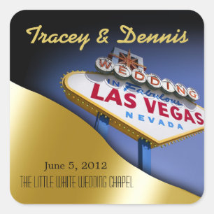 Wedding in Fabulous Las Vegas Metallic Gold Square Sticker