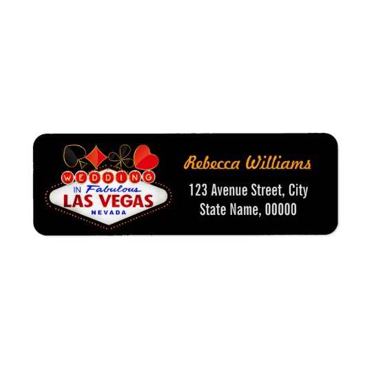 Wedding in Fabulous Las Vegas Neon Sign Poker Return Address Label