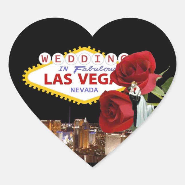 Wedding In Fabulous Las Vegas Roses with Bride & G Heart Sticker (Front)