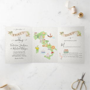 Wedding in Italy Tri-Fold Invitation