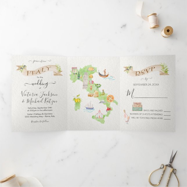 Wedding in Italy Tri-Fold Invitation (Inside)