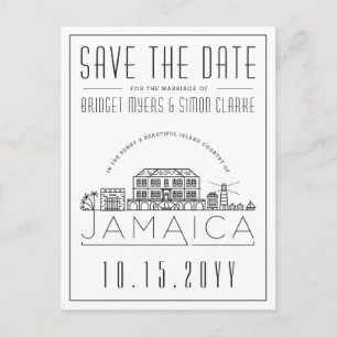 Wedding in Jamaica Stylised Skyline Save the Date Postcard