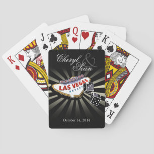 Wedding in Las Vegas black & silver Las Vegas sign Playing Cards