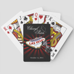 Wedding in Las Vegas red & black Las Vegas sign Playing Cards