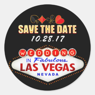 Wedding in Las Vegas Sign Neon Light Save the Date Classic Round Sticker
