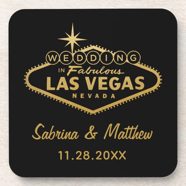 Wedding in Las Vegas Sign Wedding Favour Coaster (Front)