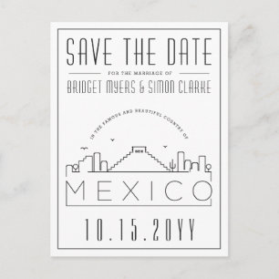 Wedding in Mexico Skyline Save the Date Postcard