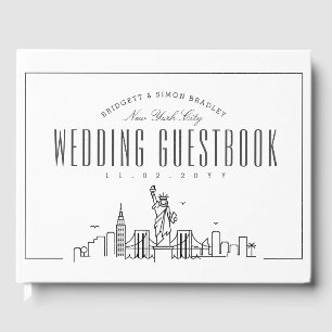 Wedding In New York    Modern Deco Skyline Guest Book
