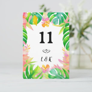 Wedding in Paradise table number card