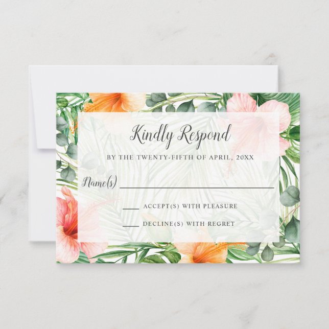 Wedding in Paradise Tropical RSVP (Front)