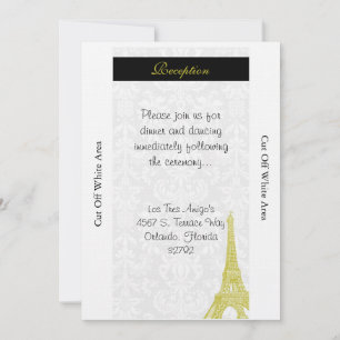 Wedding in Paris Black Damask Reception Card