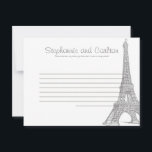Wedding in Paris Writable Advice Card<br><div class="desc">These adorable Writable Advice Cards are perfect addition to any Wedding. Simply hand these cards to your guests, along with fine tip Sharpie pens. Your guests can then write down any advice they have for the new bride and groom. These are printed at a 4.25" x 5.6" size on glossy...</div>