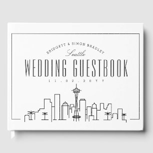 Wedding In Seattle Modern Deco Skyline Guest Book