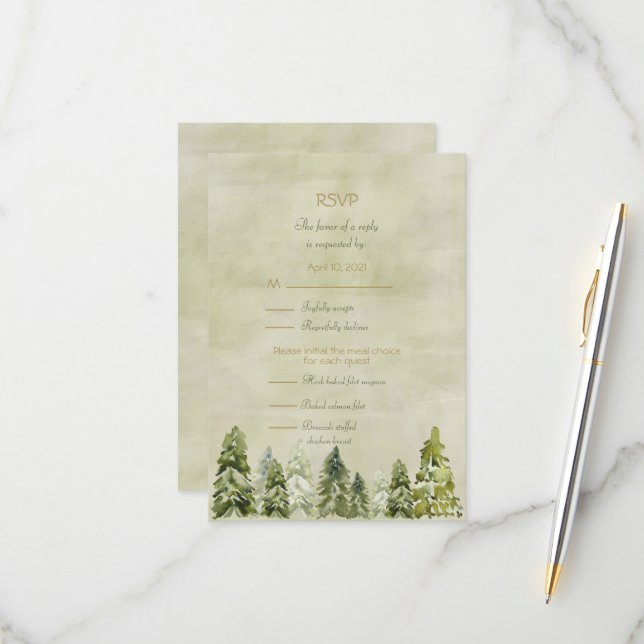 Wedding In the Pines  RSVP Card (Front/Back In Situ)