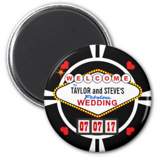 Wedding in Vegas Casino Favour Poker Chip Magnet