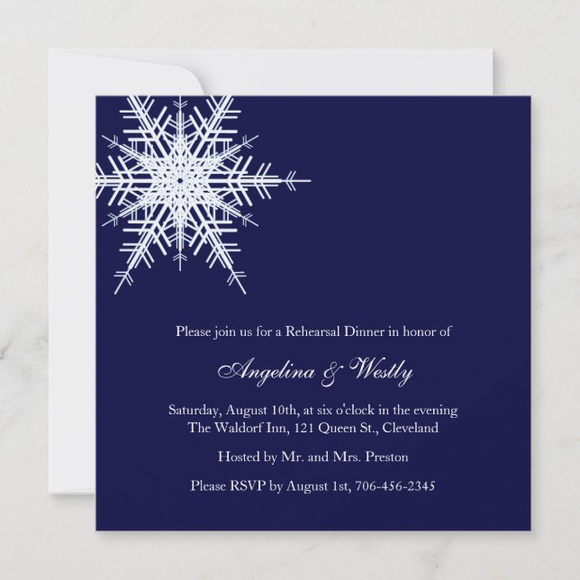 Wedding in Winter Rehearsal Dinner Invitation (Front)