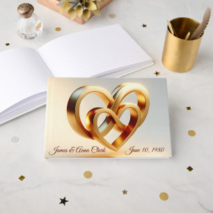 Wedding Infinity and Gold Heart Symbol Guest Book