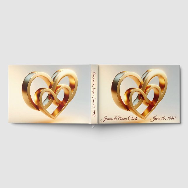 Wedding Infinity and Gold Heart Symbol Guest Book (Full)