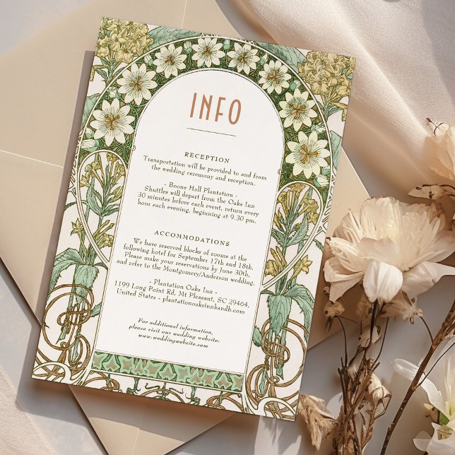 Wedding INFO Vintage Art Nouveau Mucha Invitation (Creator Uploaded)