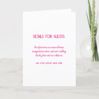 Wedding Information Guests Pink White Minimalist