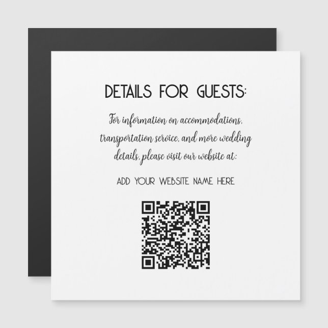 Wedding Information Guests QR Code Elegant MInimal (Front/Back)