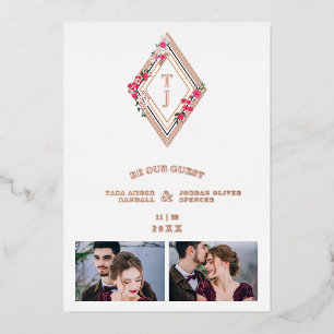 Wedding Initials 2 Photos Diamond Rose Gold Floral