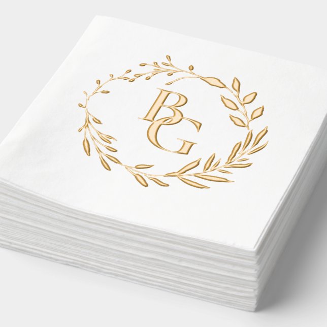 wedding initials foil napkins (Detail)