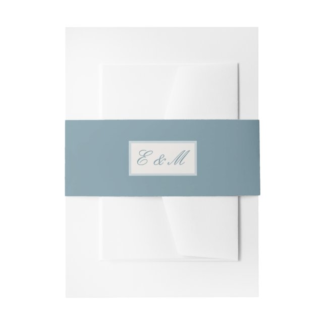 Wedding Initials on Blue Invitation Belly Band (Front Example)