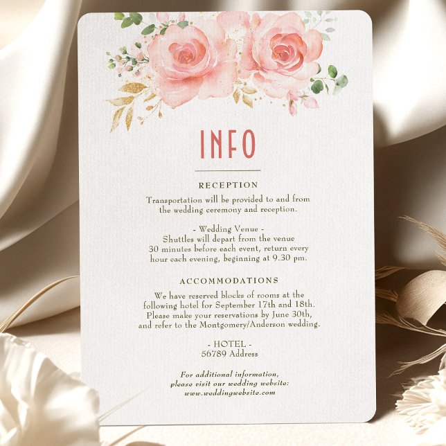 Wedding Insert INFO and Details Gold & Blush Invitation (Creator Uploaded)