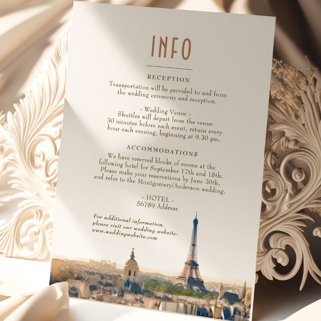 Wedding Insert INFO and Details Paris France Invit Invitation (Creator Uploaded)