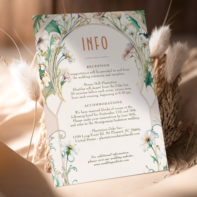 Wedding Insert INFO Daisy Art Nouveau by Mucha Invitation (Creator Uploaded)