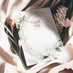 Wedding Insert Thank You Green & Gold Rustic Invitation