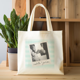 Wedding Instagram Photo Retro frame Custom Text Large Tote Bag