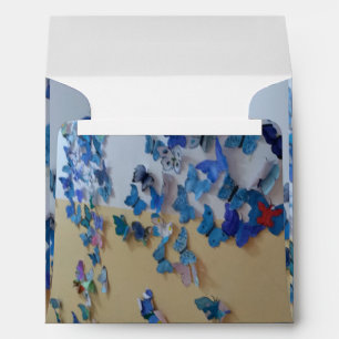 wedding invitatio blue butterflies envelope