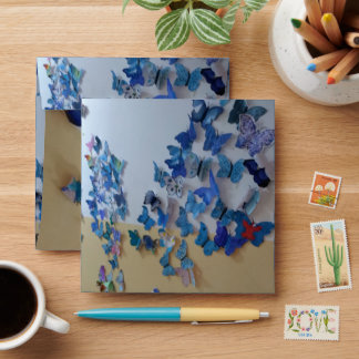 wedding invitatio blue butterflies envelope