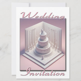 Wedding Invitation 3D Couple dancing on their cake