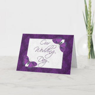 Wedding Invitation 5X7 Butterfly Brocade Purple