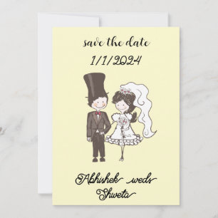 wedding invitation a caricature couple portrait 