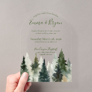 Wedding Invitation Acrylic Forest Pines