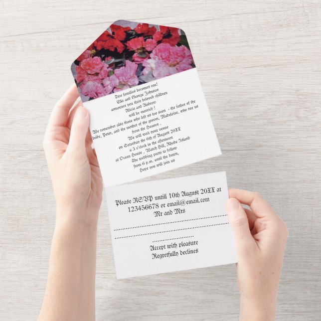Wedding invitation all in one Azaleea Photo (Tearaway)