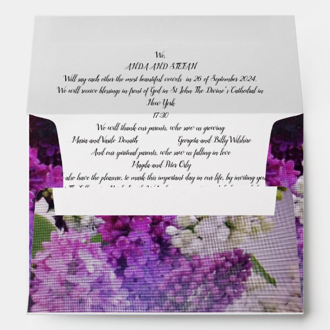 Wedding Invitation All In One Envelope Lilac (Back (Bottom))