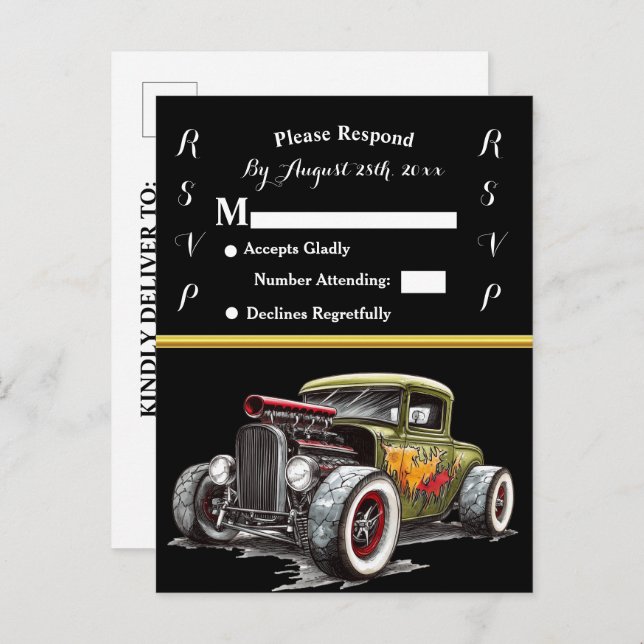 Wedding Invitation and Hot Rod (Front/Back)