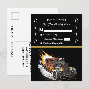 Wedding Invitation and Hot Rod Postcard