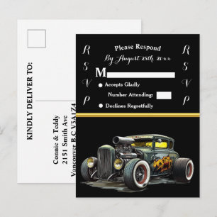 Wedding Invitation and Hot Rod Postcard